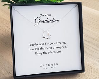 Sterling Silver Ribbon Heart Necklace | Graduation Gift | Personalised