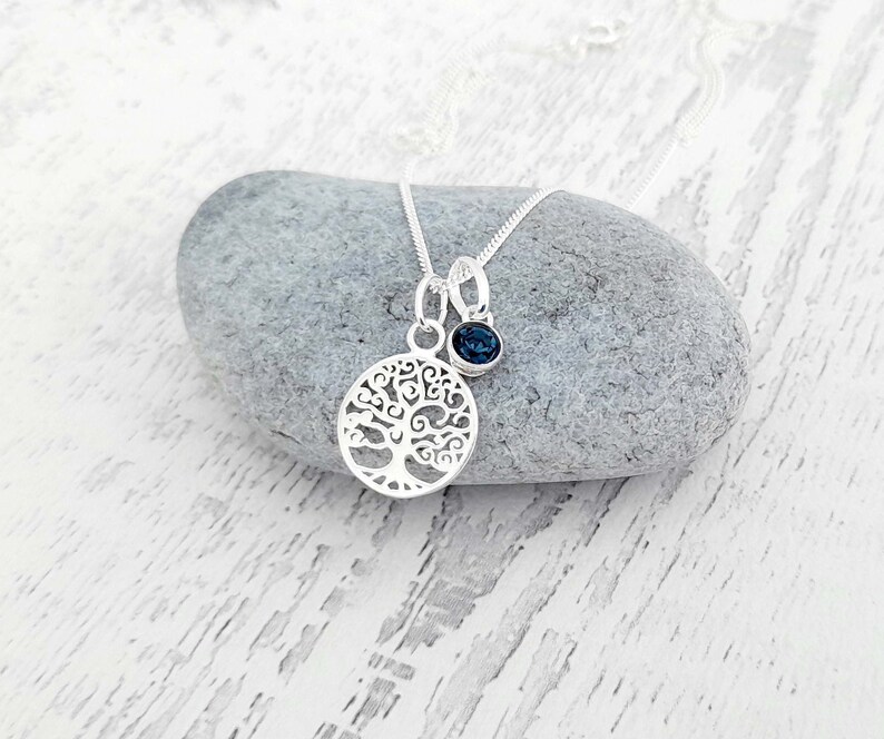 Baum des Lebens Halskette mit Optional Geburtsstein 925 Sterling Silber Schmuck Geschenk für Frauen und Mädchen Bild 1