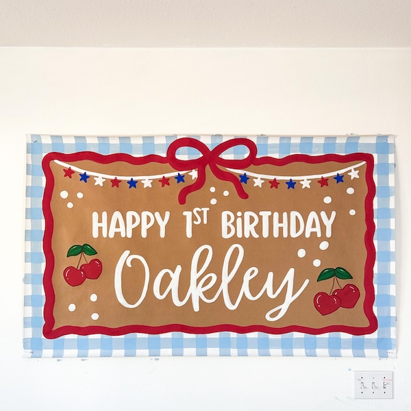 Custom 1st Birthday Painted Paper Banner Birthdays, Parties, Baby shower 3ftx5ft Painted Banner
