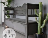 Hungarian Black Storage Bench, Entryway Bench, Shoe rack Storage Bench, Vintage, Farmhouse Decor, Handmade, Wood Bench, Entry Organiser.