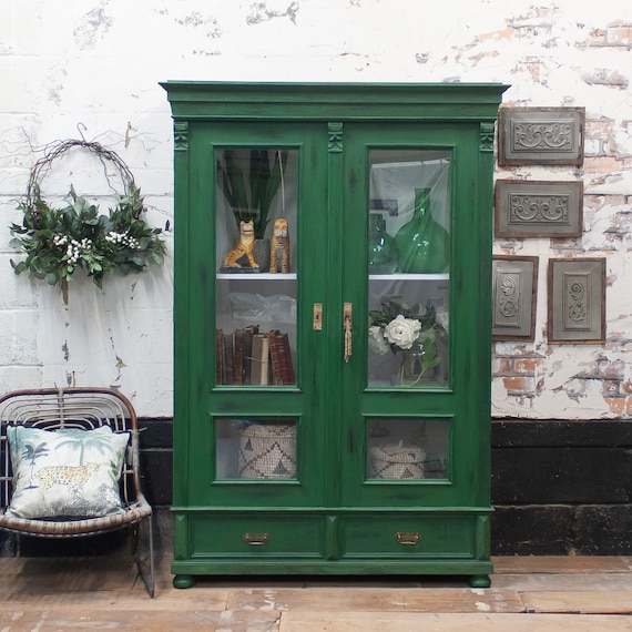 Vintage Display Cabinet Hand Painted Hungarian Cupboard Drinks
