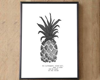 Pineapple Print, Original Art, Art Print, Black and White Art, Wall Art, Home Decor, Wall Decor, Prints Wall Art, Gifts, Housewarming Gift,