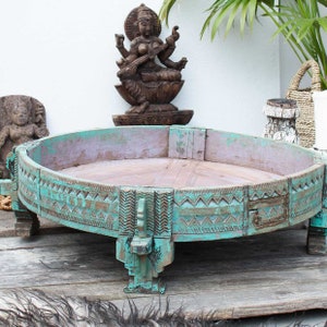 Indische Chakki Tisch, Couchtisch, Vintage, Upcycled Möbel, bemalte Möbel, ethnische, rustikale Wohnkultur, antike Möbel, Möbel, Indische Chakki Tisch, Couchtisch, Vintage, Upcycled Möbel, bemalte Möbel, ethnische, rustikale Wohnkultur, antike Möbel, Möbel,