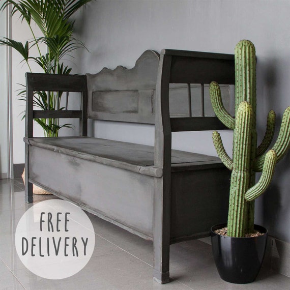 Hungarian Black Storage Bench Entryway Bench Shoe Rack Etsy