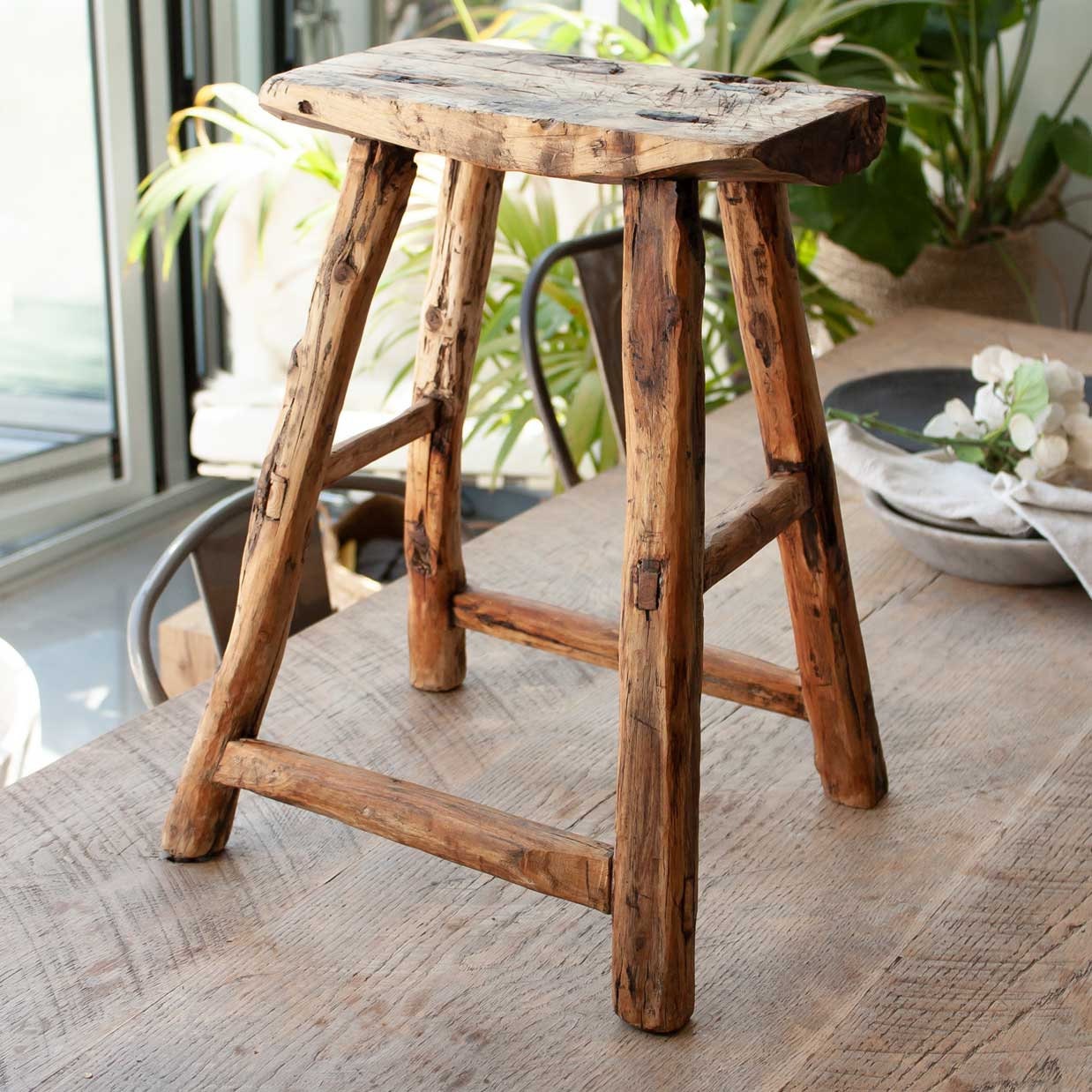 Vintage Rustic Wooden Stool Rustic wooden stool Rustic Etsy