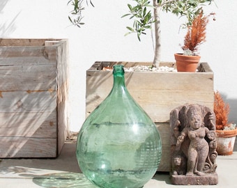 Large Vintage Green French Demijohn Carboy