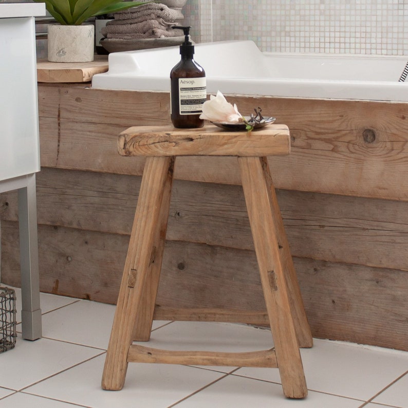 Vintage Rustic Wooden Stool Rustic wooden stool Rustic image 5