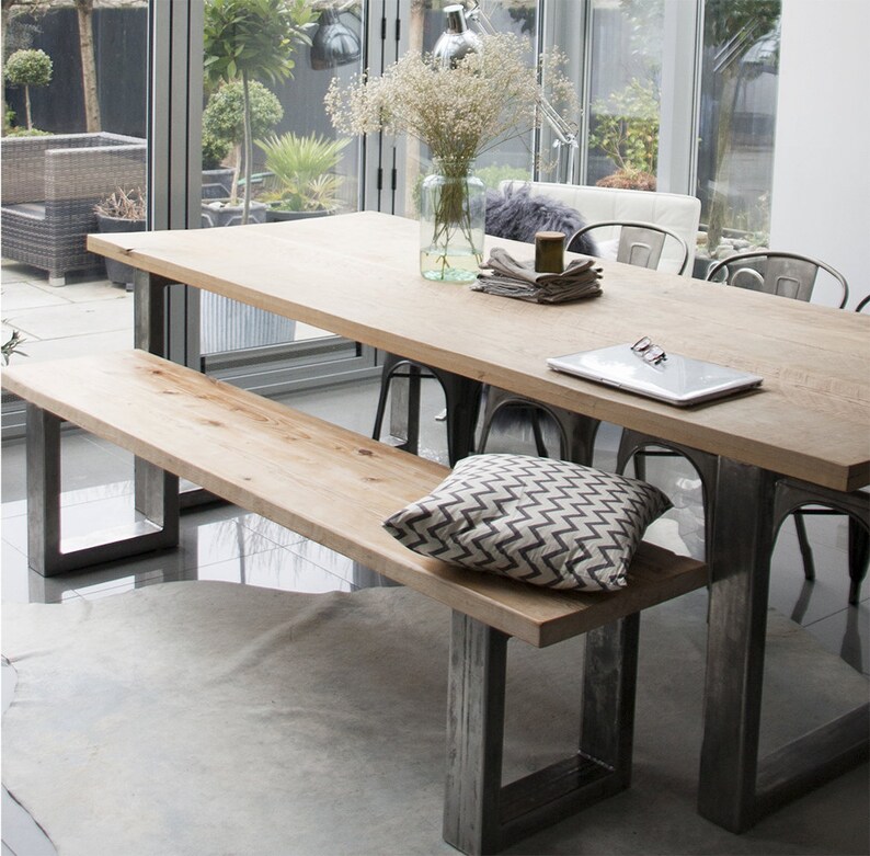 Handmade Industrial Entry Bench: Reclaimed Wood & Steel Legs bild 4