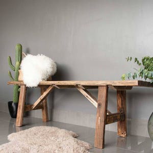 banc d'entrée rustique vintage, banc, banc rustique, banc en bois, banc de ferme, banc vintage, banc de vestiaire, banc d'entrée, banc de récupération