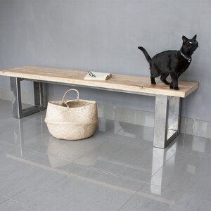 Handmade Industrial Entry Bench: Reclaimed Wood & Steel Legs bild 2