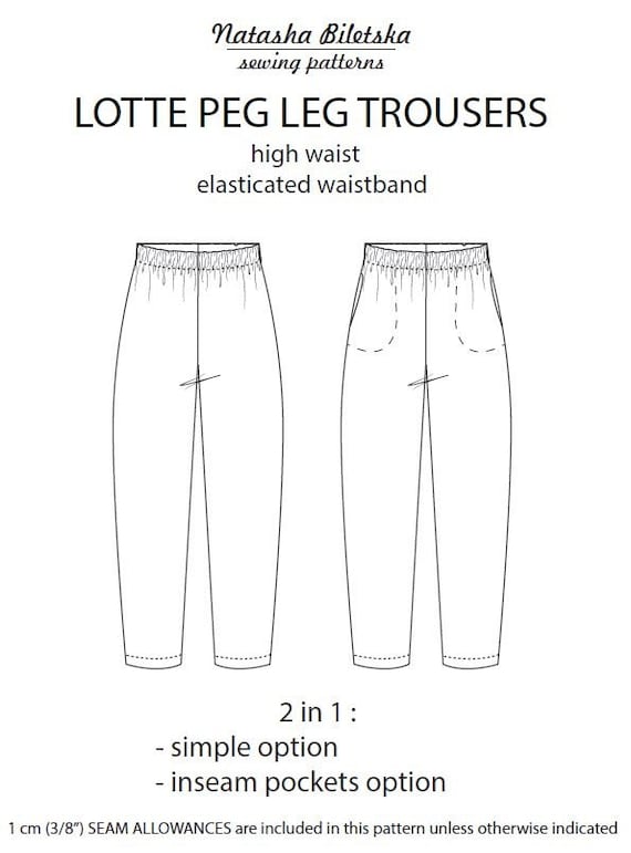 Womens Linen Trousers Pants High Waisted Elastic Waistband Inseam Pockets  PDF Sewing Pattern Ankles Length Sizes : Us 2 22, Eu 34 54 - Etsy