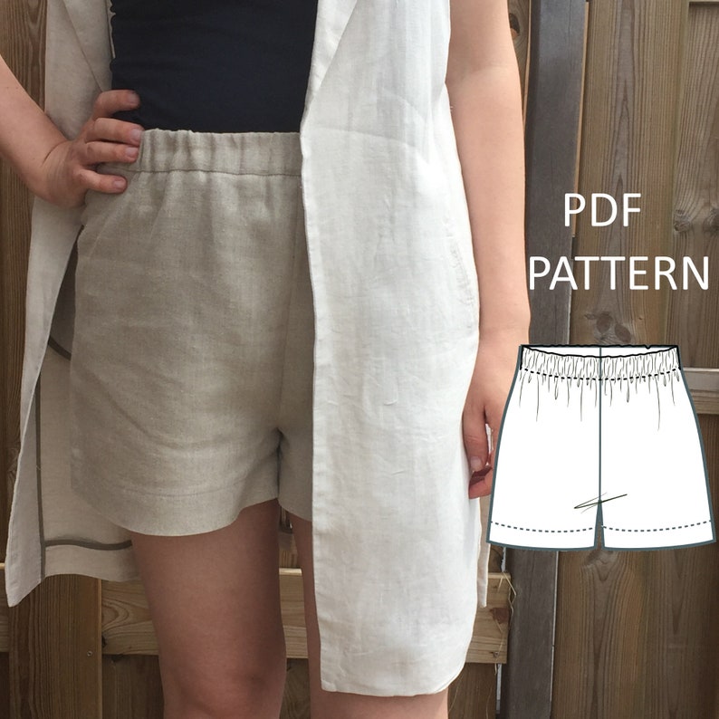 Simple Womens High Waisted Shorts With Elastic Waistband PDF | Etsy
