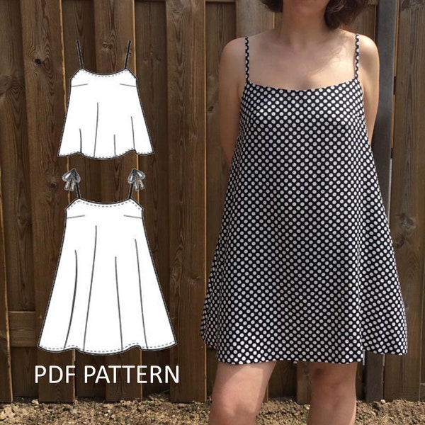 Womens jurk naaipatroon PDF digitale zonnejurk riem jurk Cami