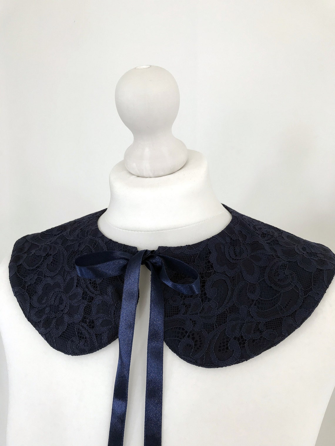 Blue lace collar Women neck accessory dark blue lace collar Etsy