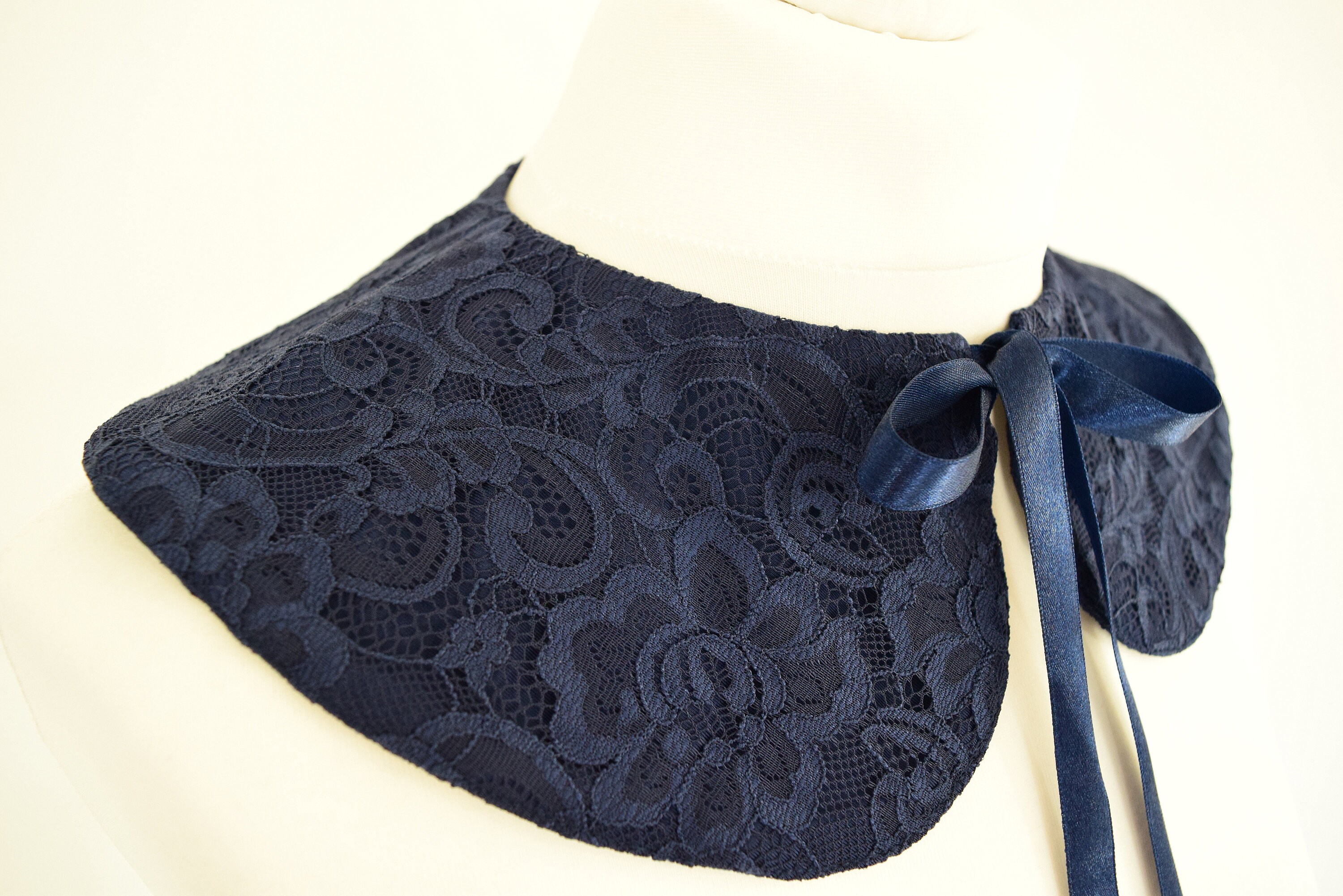 Blue lace collar Women neck accessory dark blue lace collar Etsy