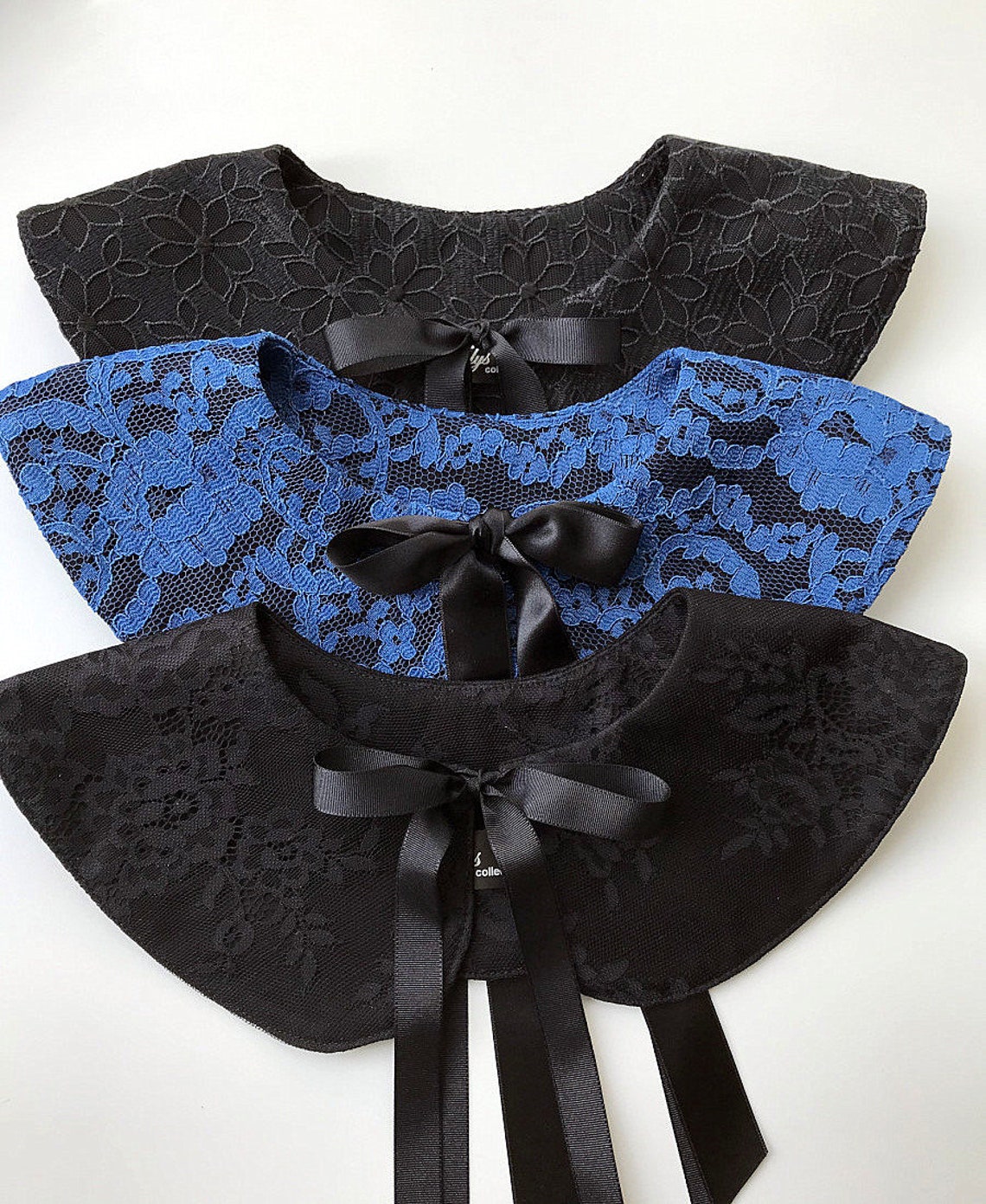 Royal Blue lace collar Women neck accessory Black lace collar Etsy