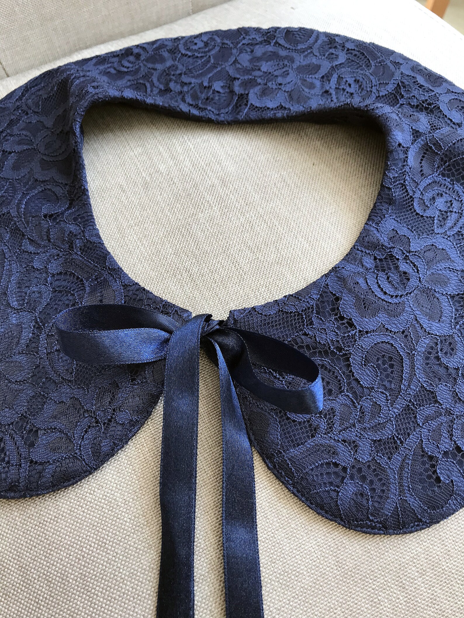 Blue lace collar Women neck accessory dark blue lace collar | Etsy