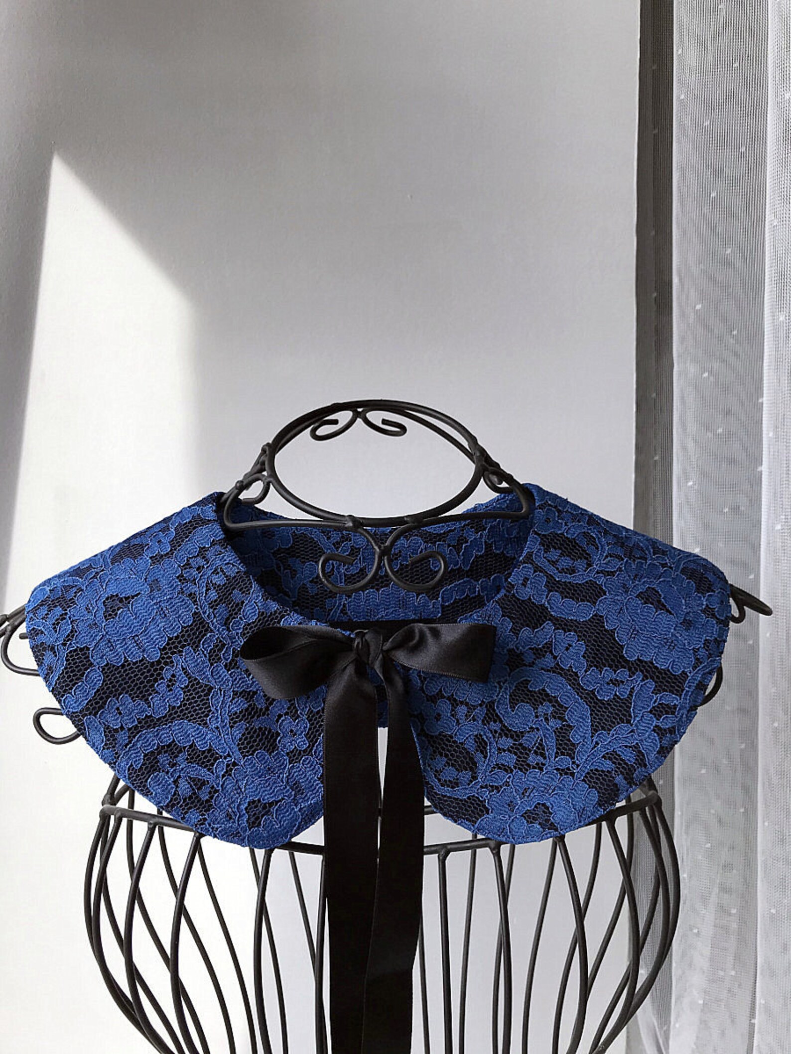 Royal Blue lace collar Women neck accessory Black lace collar Etsy
