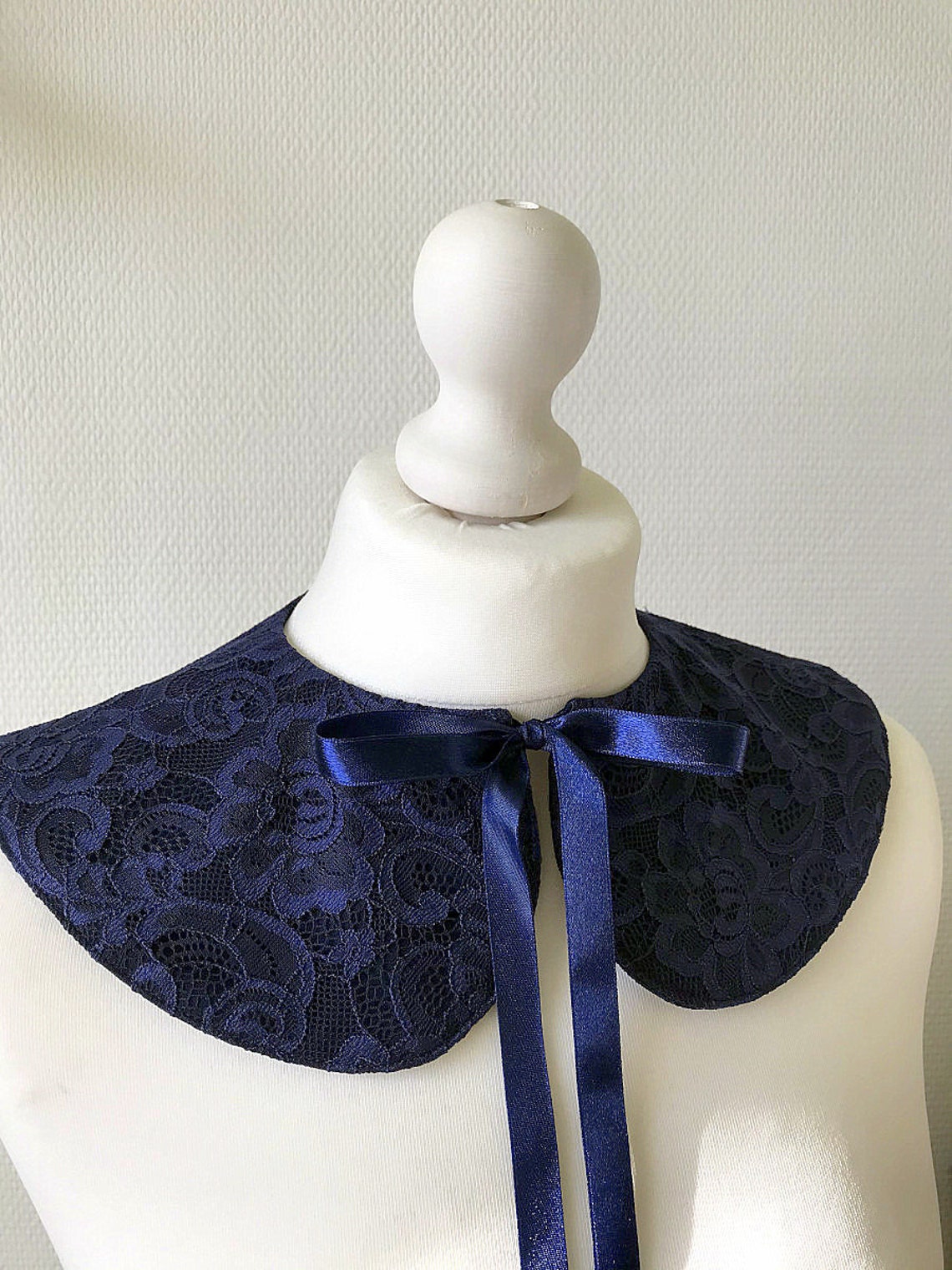 Blue lace collar Women neck accessory dark blue lace collar Etsy