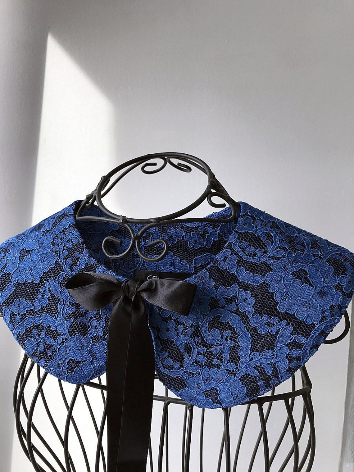 Royal Blue lace collar Women neck accessory Black lace collar Etsy