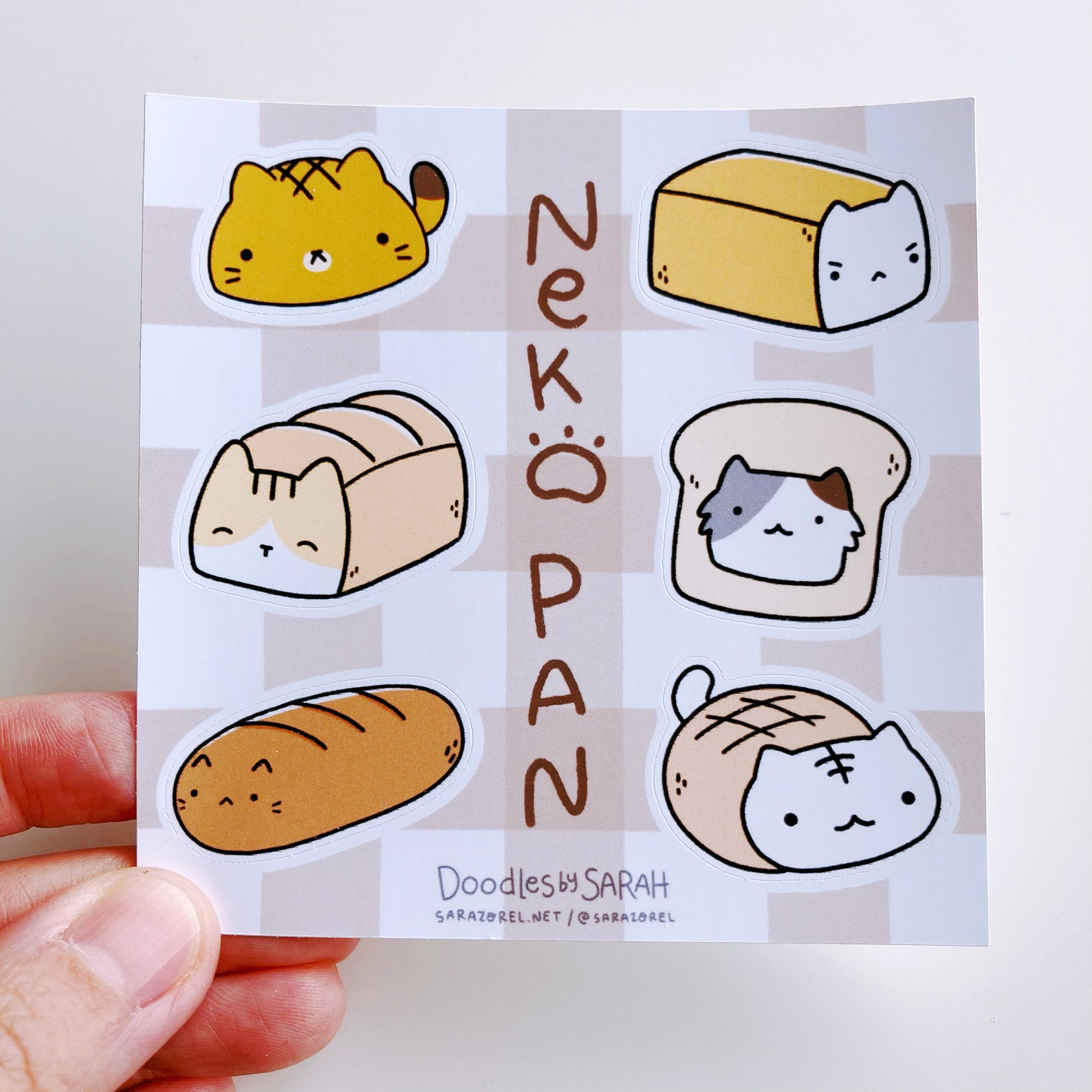 Neko Pan Cute Kawaii Cat Bread Sticker Sheet Etsy