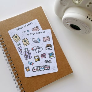 Cute Travel Adventure Deco Stickers / Diary Journal Doodle Sticker Sheet image 1