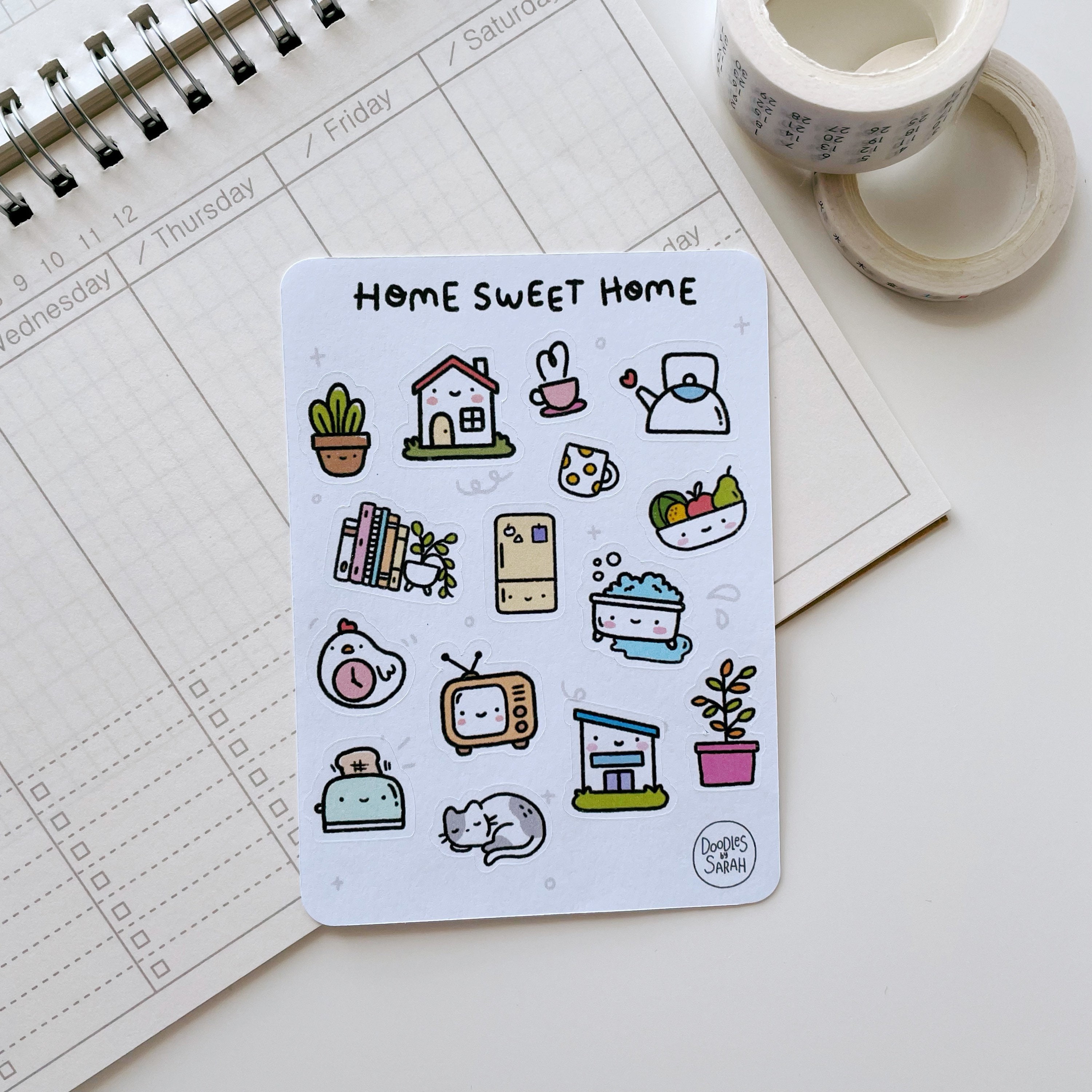 Cute Home Deco Stickers / Diary Journal Doodle Sticker Sheet