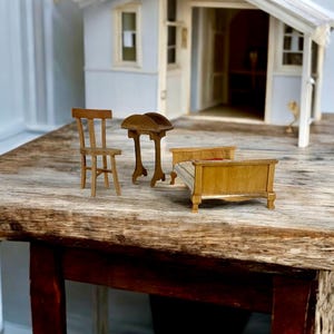 Vintage Handmade Wooden Dollhouse Furniture Lot Of 3