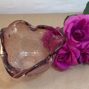 Vintage Murano Style Controlled Bubble Ash Tray/ Bowl