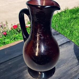 Antique Large Hand Blown Amethyst Pitcher