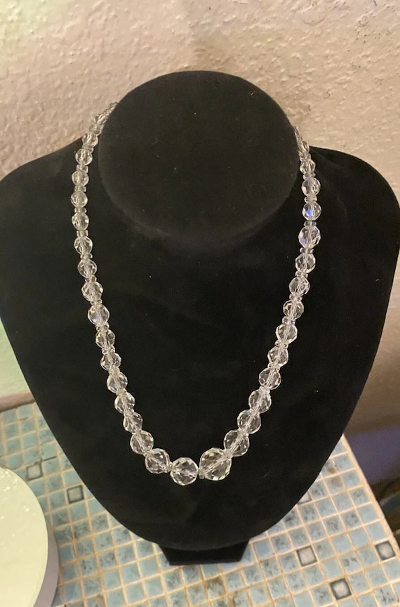 Multi Faceted Clear Crystal Beaded On Sterling Ch… - image 2