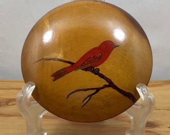 Vintage Hand Painted Bird on Wood