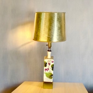 Mid Century Hand Painted Porcelain Tall Table Lamp