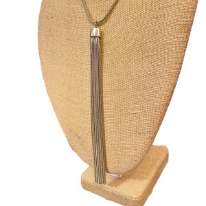 Chicos Long Tassel Silver Tone Snake Chain Necklace - Etsy display picture 3