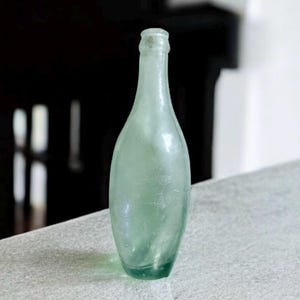 Antique 1880’s 90’s Shipwrecked Light Green Semi-round Torpedo Soda Bottle