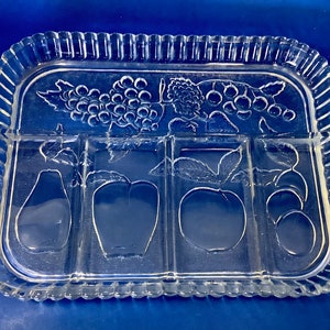 Indiana Glass Clear Relish Appetizer Serving Tray