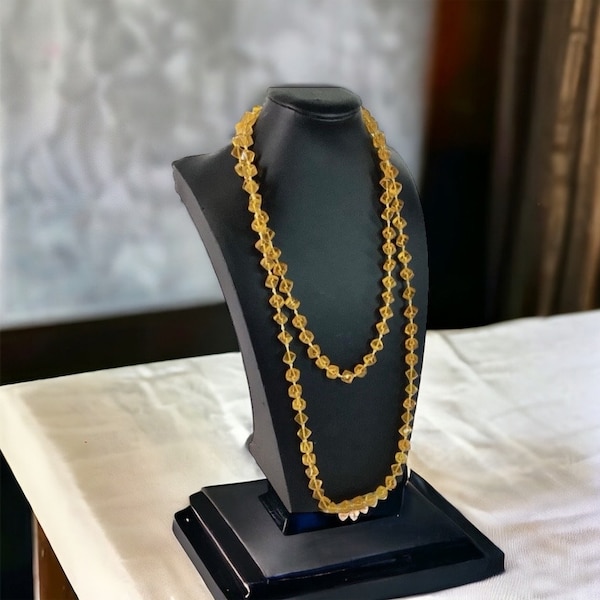 1920’s Long Flapper Amber Czech Glass Beaded Necklace