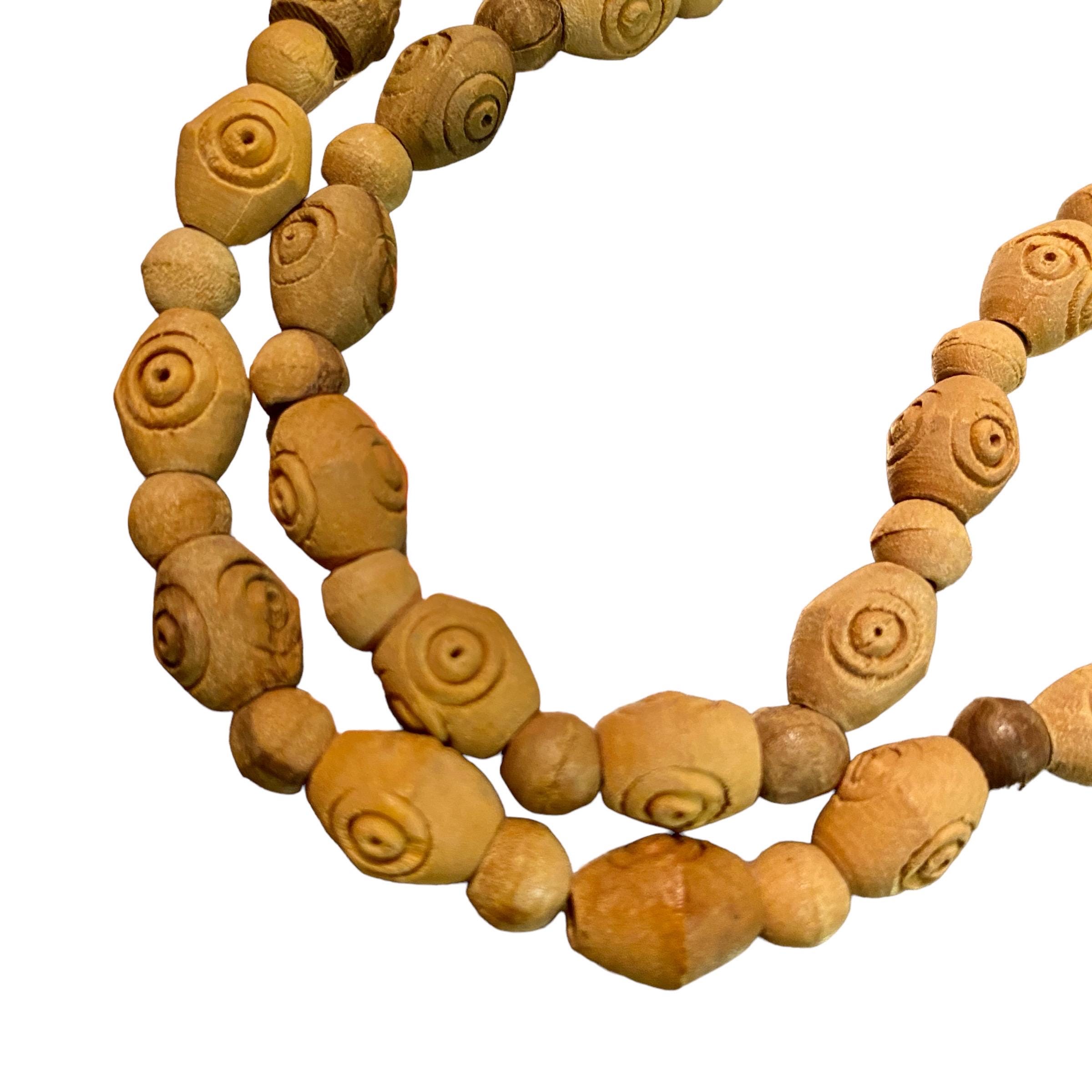Collier Ras Du Cou Vintage - Perles Marron (bois ?), Longueur 35cm - Occasion