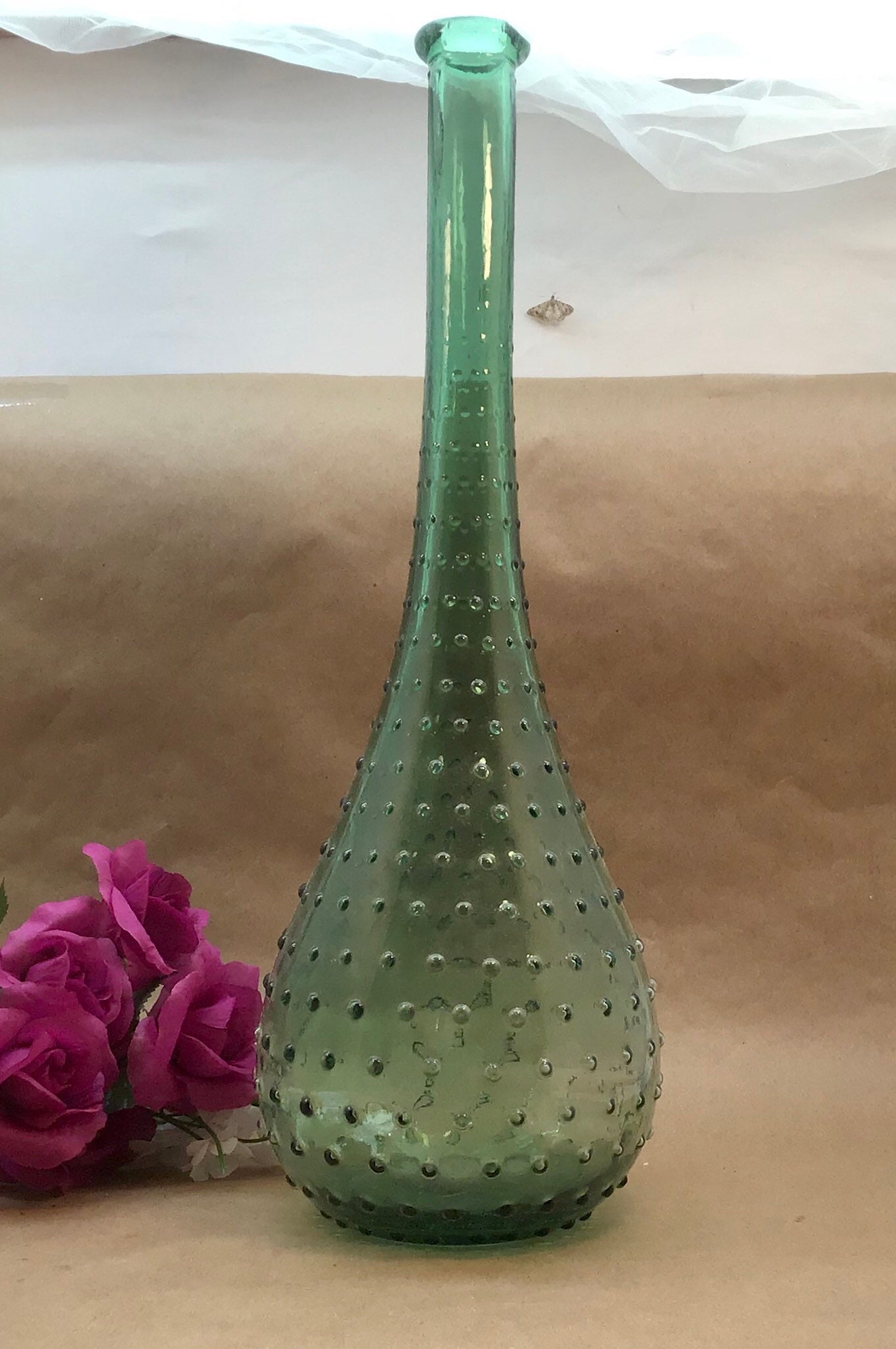Mid Century Modern Tall Green vase Etsy
