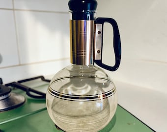 MCM Inland Glass Atomic Golden Triangle Coffee Carafe With Lid 22K Gold Stripe