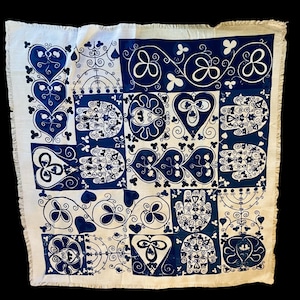 Vintage Linen Hand Printed Wall Hanging Tapestry-Moledet Israel 41.5” X 38.5”
