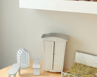 Vintage Painted Wood & Metal Dollhouse Furniture Lot