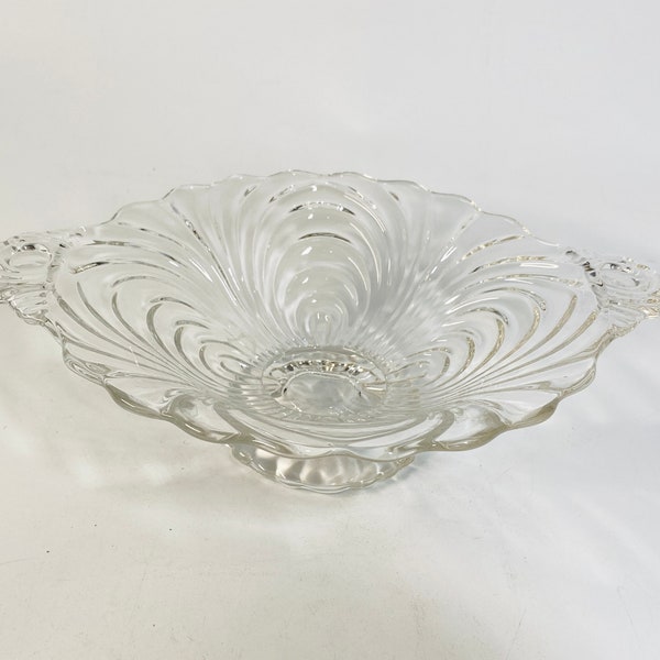 Vintage Cambridge Caprice 1940’s Oval Footed Clear Glass Candy Dish