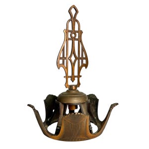 Antique 1930s Art Deco M.E.P. Inc. Chandelier Parts – Bronze Salvaged Frame