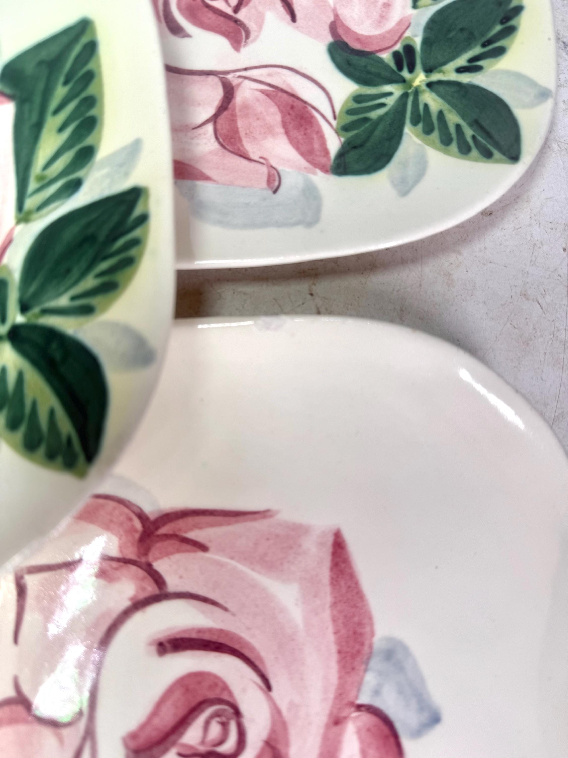 Vintage Red Wing Pottery Lexington Rose Lunch Plates Individual
