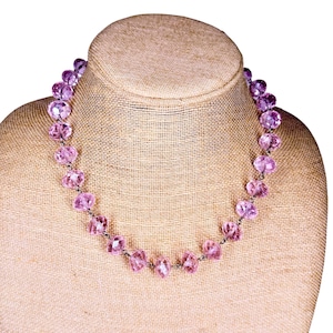 Vintage Faceted Pink Crystal Necklace
