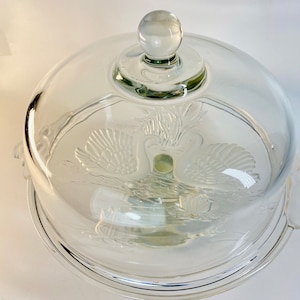 Piatto da portata vintage Mikasa Walther Crystal Swan Wedding con coperchio