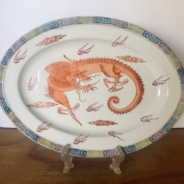 Vintage Japanese Dragon Ceramic Platter