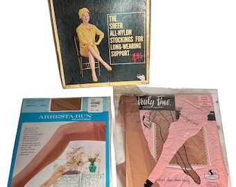 Vintage 1960s Stockings Lot of 3 MCM Mid Century Hosiery NIP