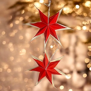 Pair Of Sebnitzer Adventsstern Paper Foldable Advent Star Germany